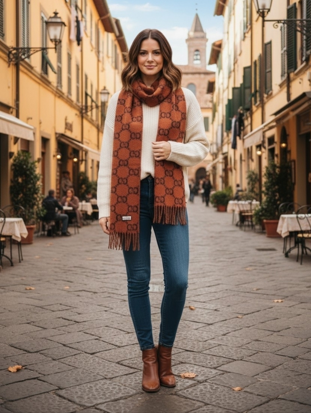 NWT Gucci Brown Monogram Alpaca Scarf and Wool 🎁💝